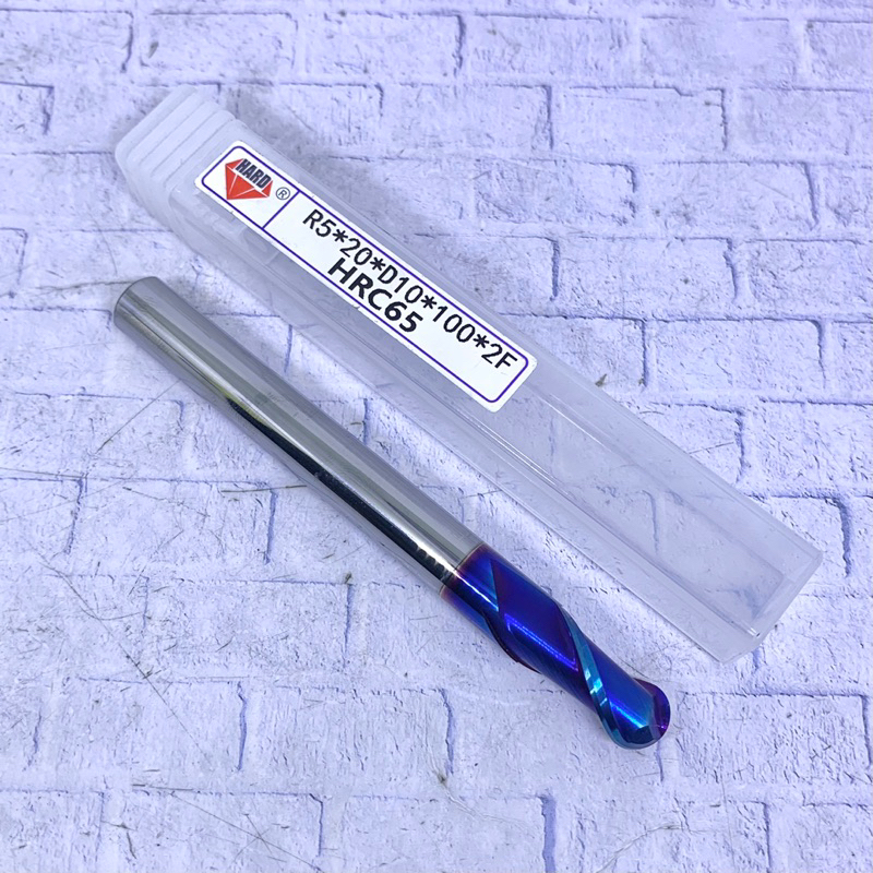 Ballnose 10 x 100 mm atau R5 long carbide HRC65 baru..Ballmill 10mm HRC 65