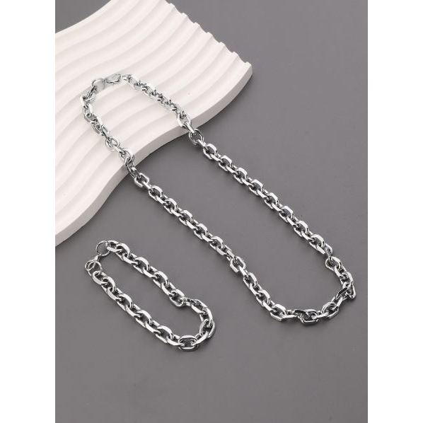 Lavish Hs - beli 1 kalung dapat 1 gelang model rantai kapal titanium tidak luntur/kalung rantai pria