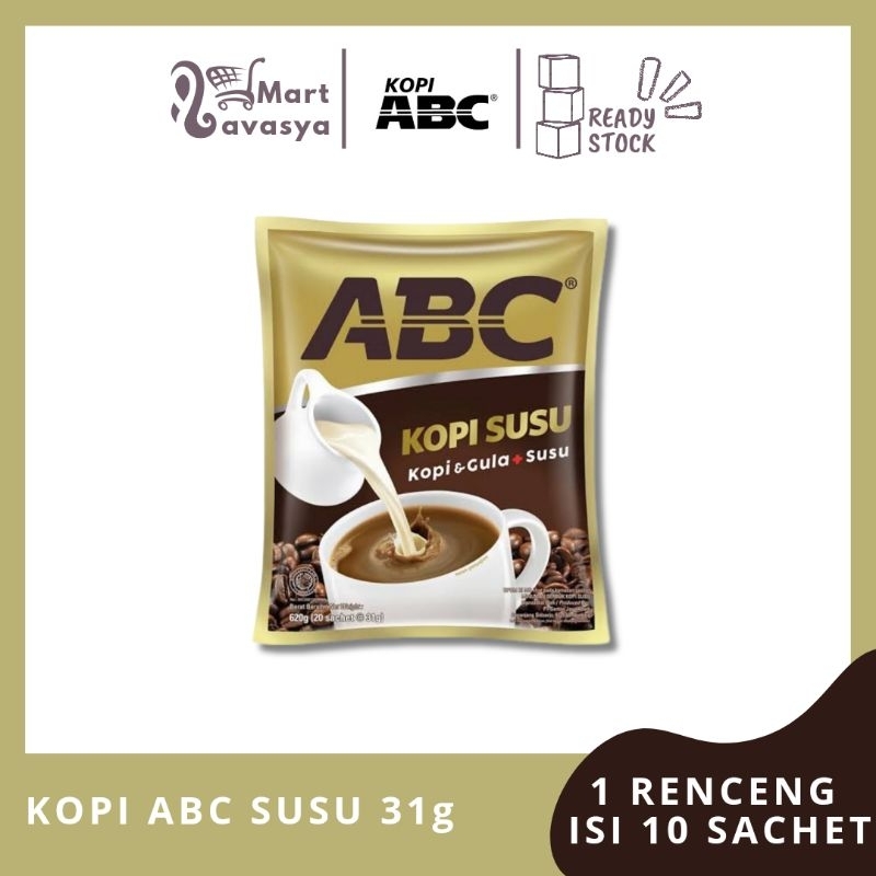 

KOPI ABC SUSU + GULA 31g - 1 RENCENG ISI 10 SACHET - KOTA BANDUNG - LAVASYA MART