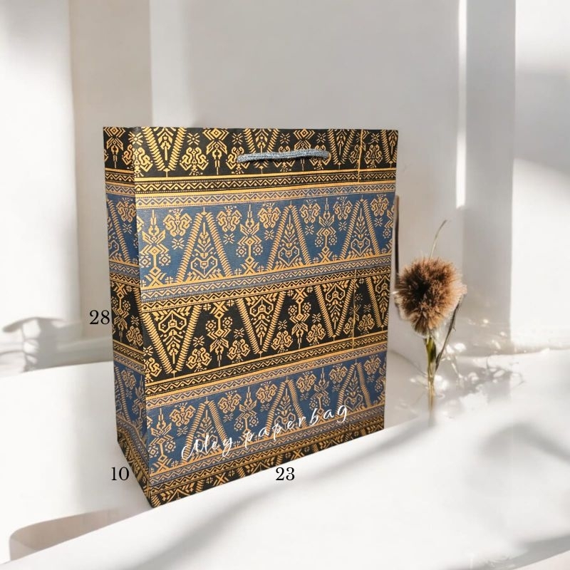 

Paper Bag Motif Songket Biru Uk 23x28