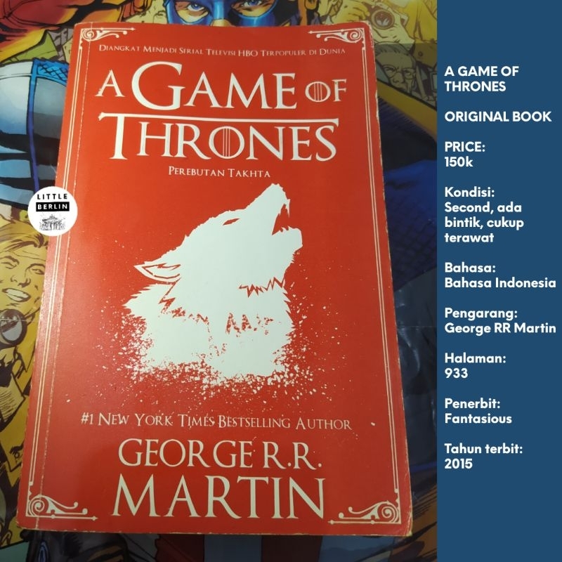 ORIGINAL Novel A GAME OF THRONES George RR Martin + Bookmark Terjemahan Bahasa Indonesia Novel Prelo