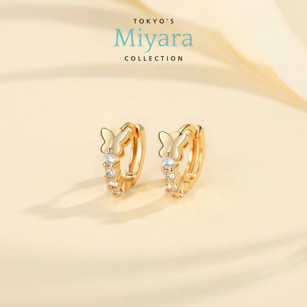 |MIYARA| Jewelry Anting Kupu Kupu Perempuan Tidak Karat Titanium Permata Perhiasan Anti Luntur Jepan