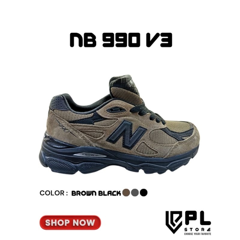 Sepatu Running NB 990 V3 Brown Black