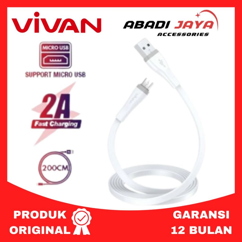 KABEL DATA MICRO VIVAN (SM30S 30CM) (SM100S 100CM) (SM200S 200CM) 2A