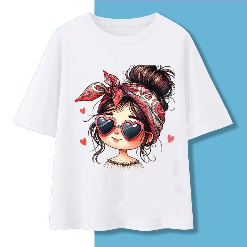Kaos Atasan Wanita Unisex Distro The Pretty Girl 3D Vect Love Sunglasses Eye Cute Girl Love Premium