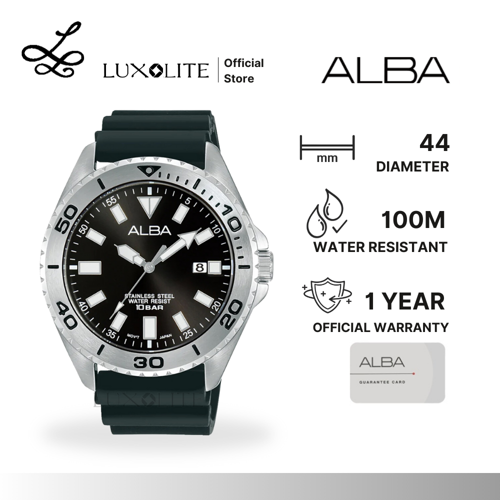 [Luxolite] ALBA Jam Tangan Pria Analog AS9Q49/AS9Q49X1 Black Rubber Stap