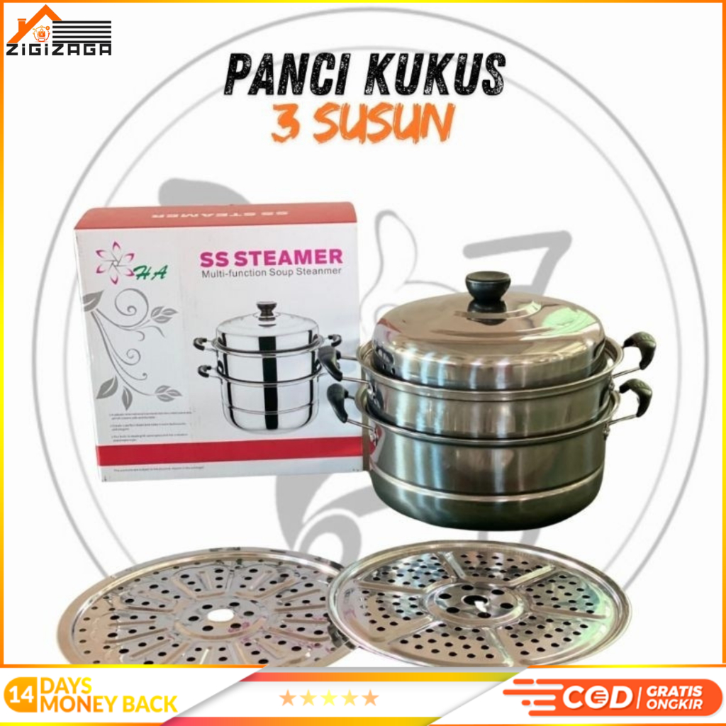 [PANCI KUKUS 3 SUSUN] STEAMER STEINLESS TUTUP KACA PANCI SOMAY SIOMAY TB11 - tuk