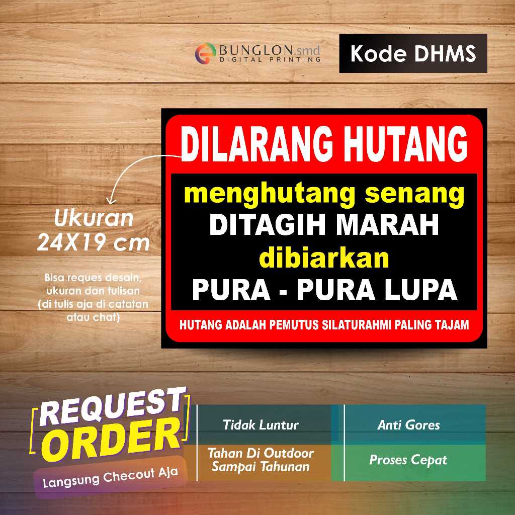 

STIKER DILARANG HUTANG + LAMINASI KODE DHMS MERAH HITAM