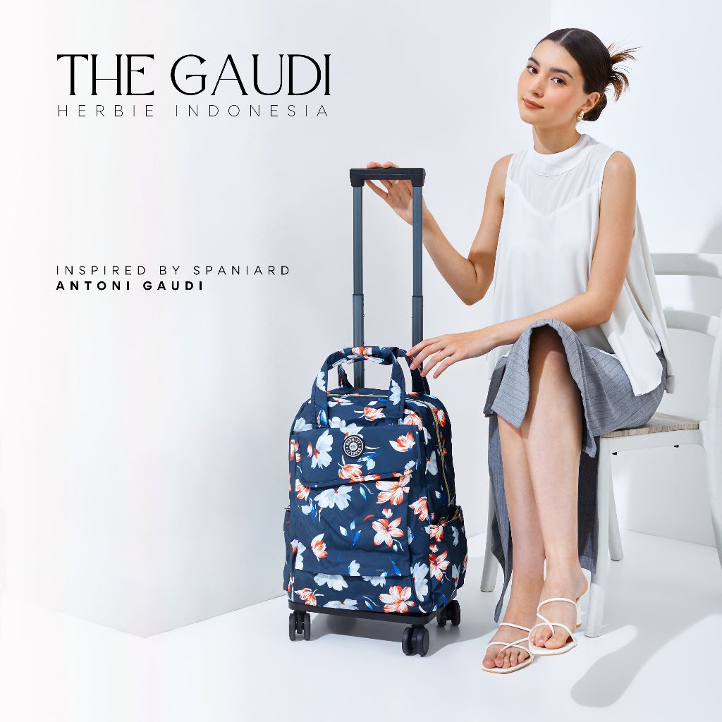 [THE GAUDI] TAS RANSEL TROLI THE GAUDI FASHION KOREA BARLEY BAHAN PARASUT ANTI AIR RODA 4 TROLLEY BA