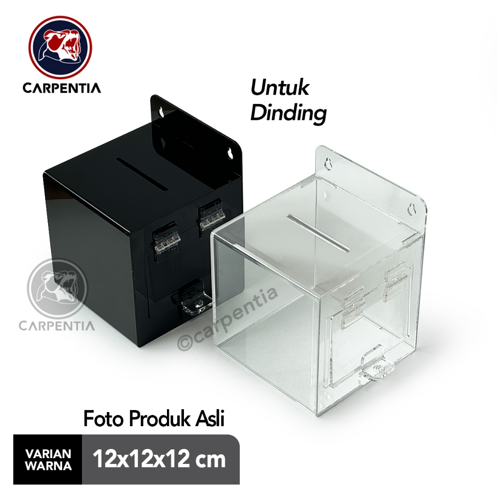 Carpentia Kotak Saran Akrilik Dinding Gantung - Hanging Kotak Amal / Tips - 12x12x12 cm - Tipe D