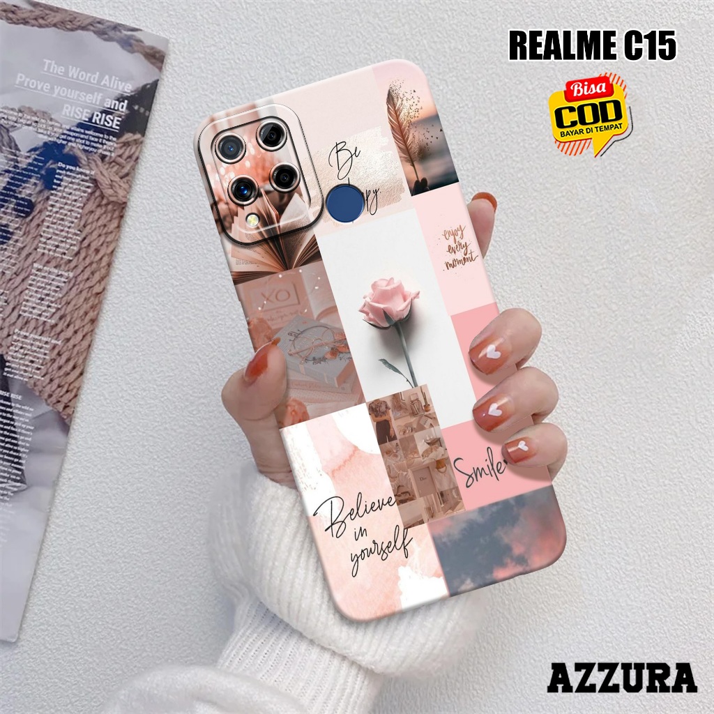 AZZURA - Case Realme C15 - Fashion Case Bunga - Softcase Realme C15 - Casing Hp Realme C15 - Kasing 