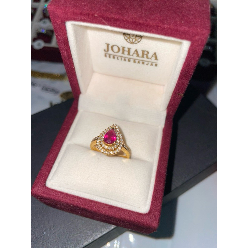 “JOHARA BERLIAN” cincin wanita berlian eropa & batu ruby ring emas 01