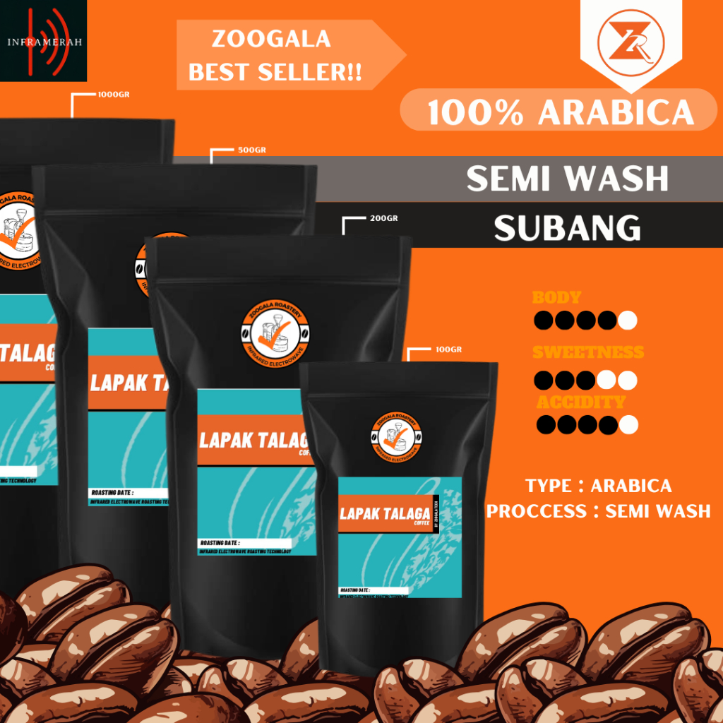 

Zoogala Biji Kopi Roast Beans Arabika Semi Wash Subang