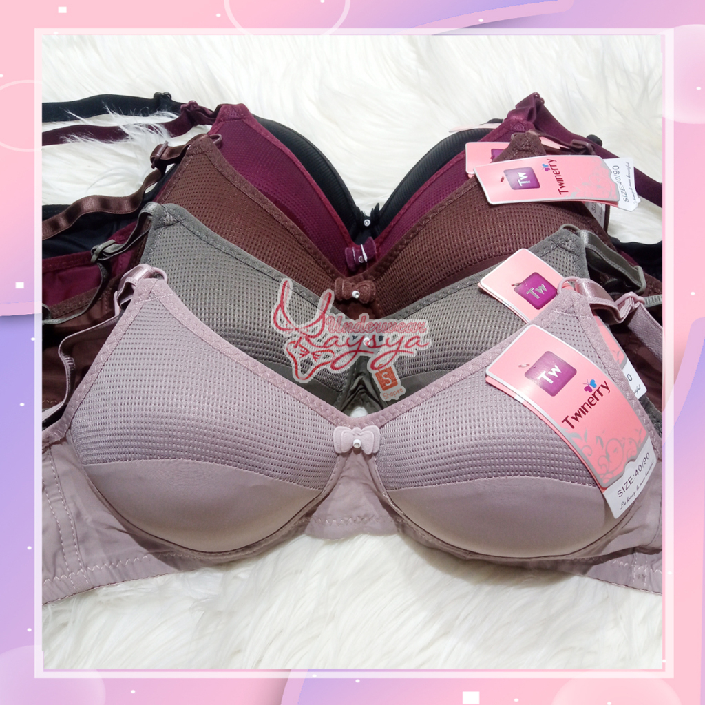 Bra/BH Twinerry Pakai Busa Tanpa Kawat Cup A Ukuran 34-40