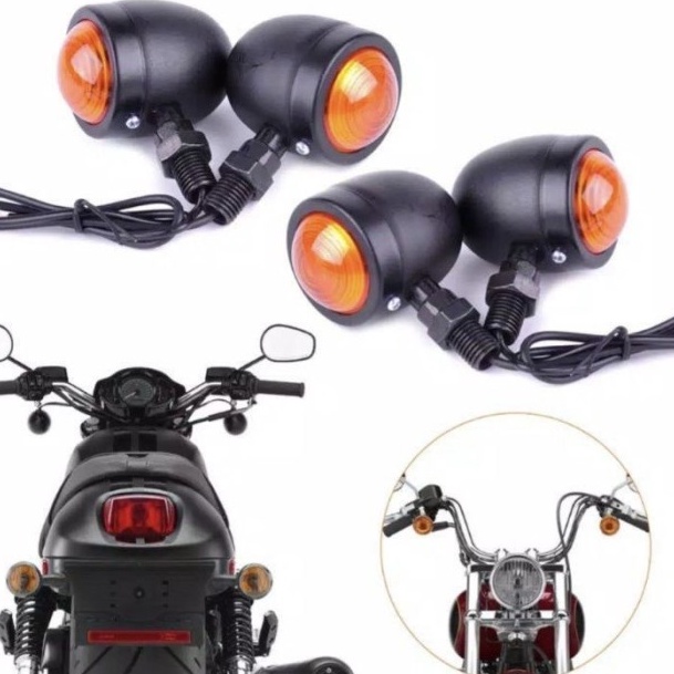 New Variasi Lampu Riting Sen Sein Bulat Retro Klasik Motor Universal Awet  Hitam