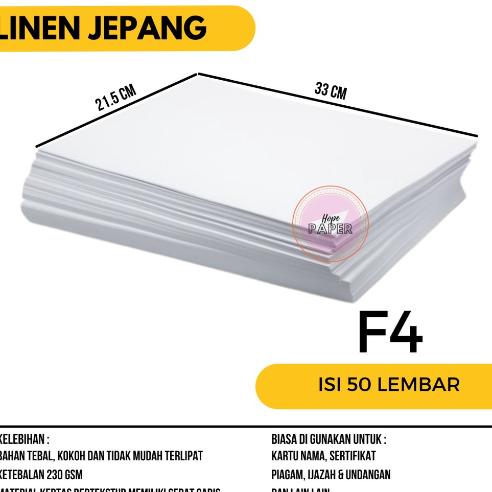 

ueSerba Murah Kertas Sertifikat F4 Linen isi 5 lembar Kertas Piagam Linen F4 94