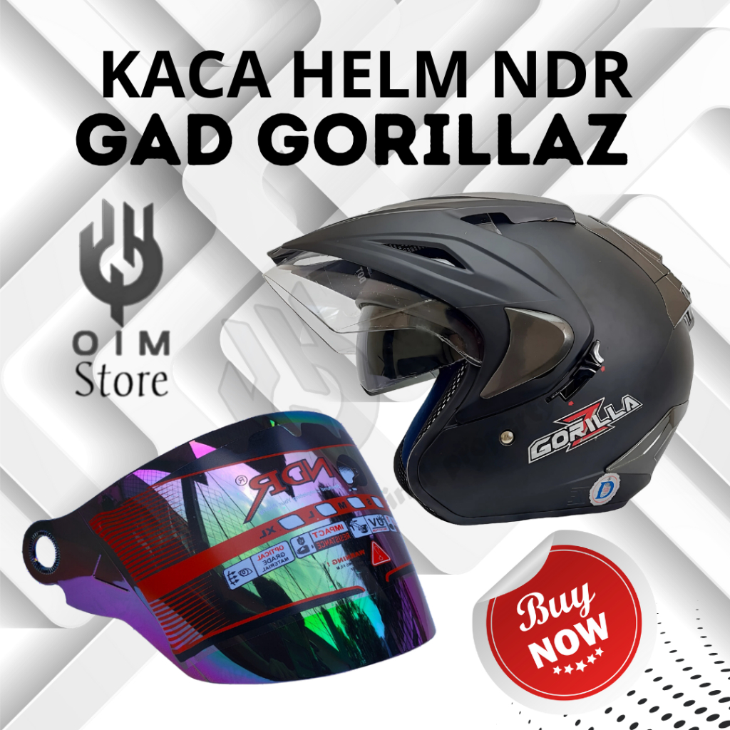 Kaca Helm GAD GORILLAZ NDR - Visor Warna Hitam-Bening untuk Berbagai Jenis Helm ndr