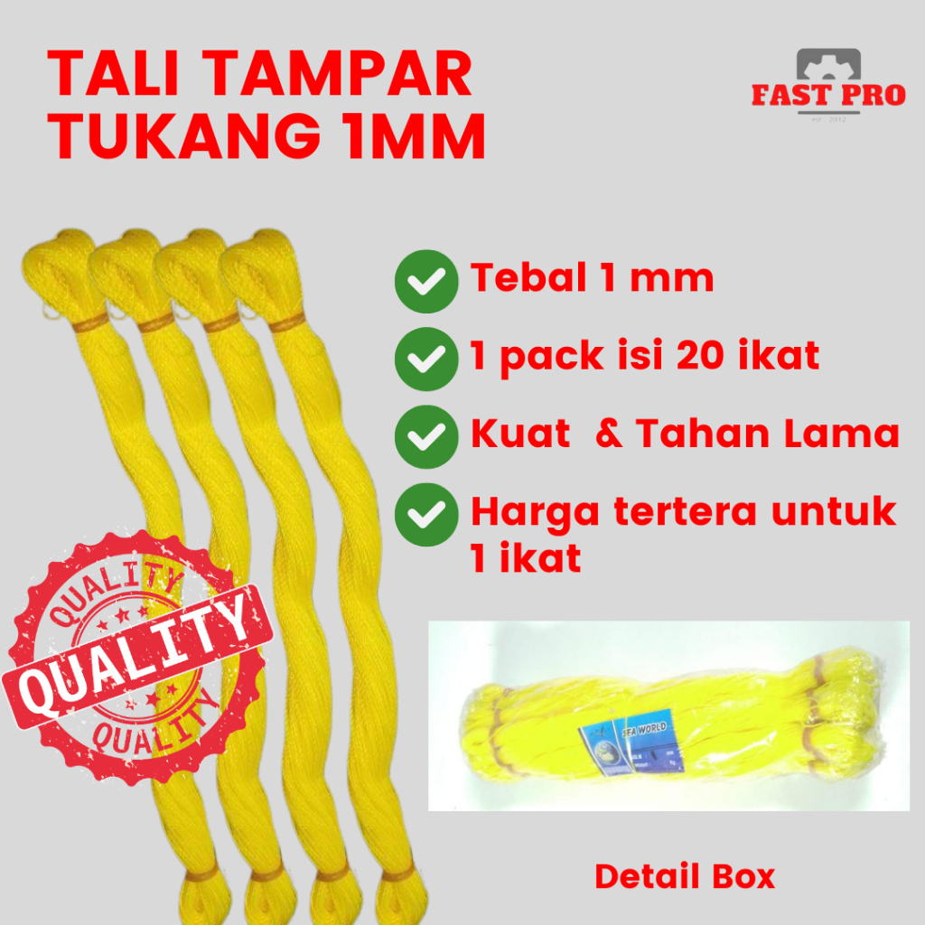 Tali Tampar 1 mm Benang Tukang Bangunan Lot Ukur Tali Nylon Kuning