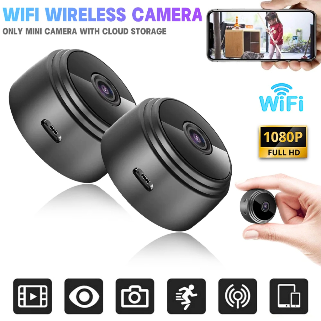 PUSAT Taffware A9NV Camera CCTV Mini WiFi jarak jauh lewat hp tanpa kabel tersembunyi 1080P
