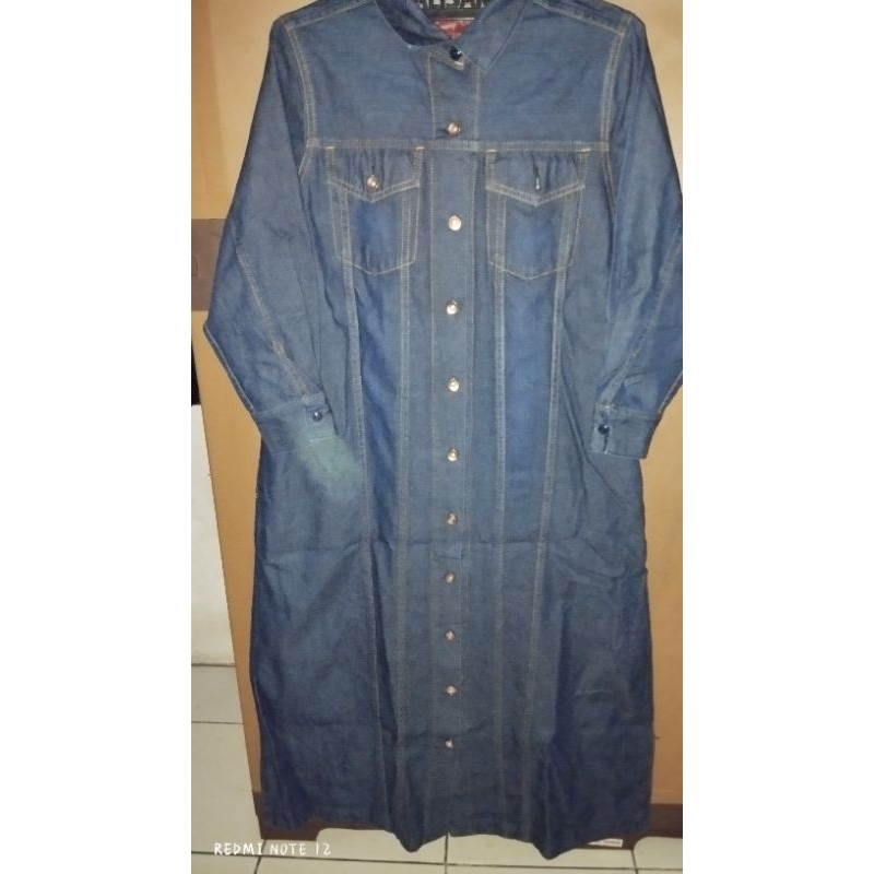 dress long tunik midi jeans