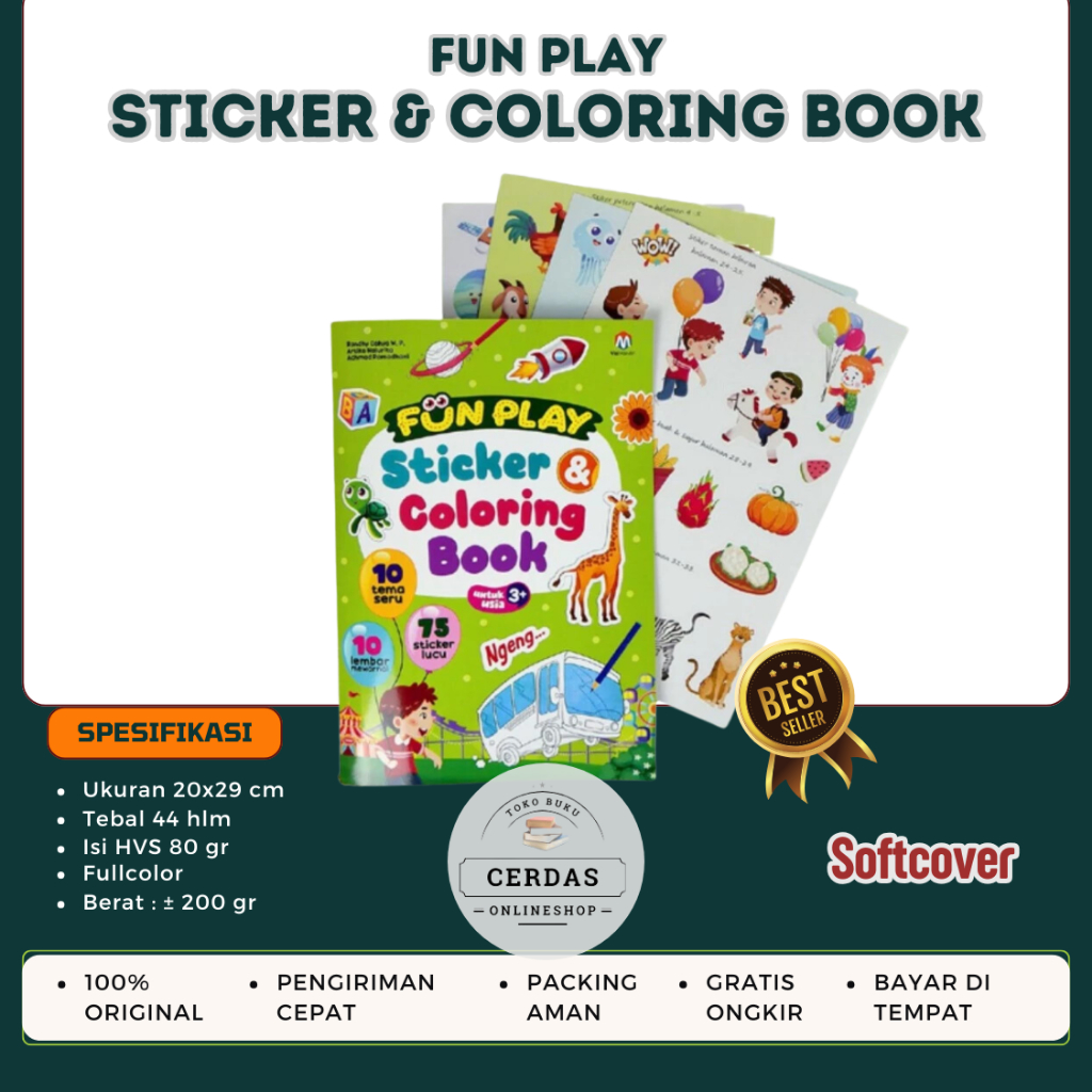 

Fun Play Sticker & Coloring Book BUKU GAMBAR ANAK MUSLIM ISLAMI ziyad