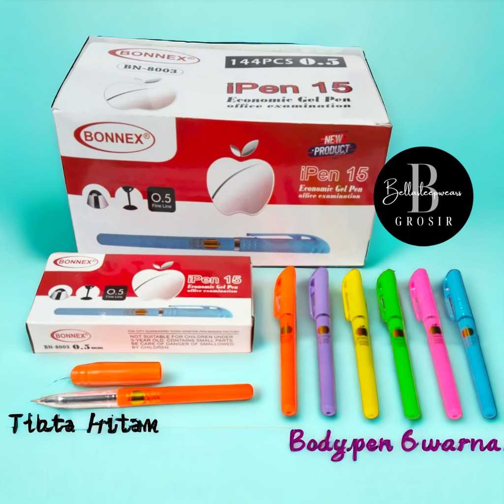 

BELLA 12pc PEN BULPEN GEL APEL G-8003 PEN IPEN APPLE / PEN MURAH TINTA HITAM PER BOX