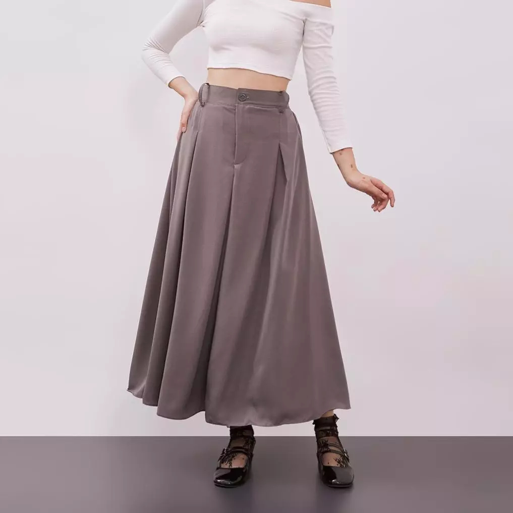 Rok Panjang Wiru Polos Wolfis Premium Yoona