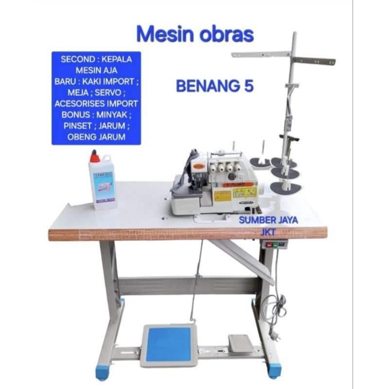 mesin obras siruba import b5 second/kaki/meja/servo baru