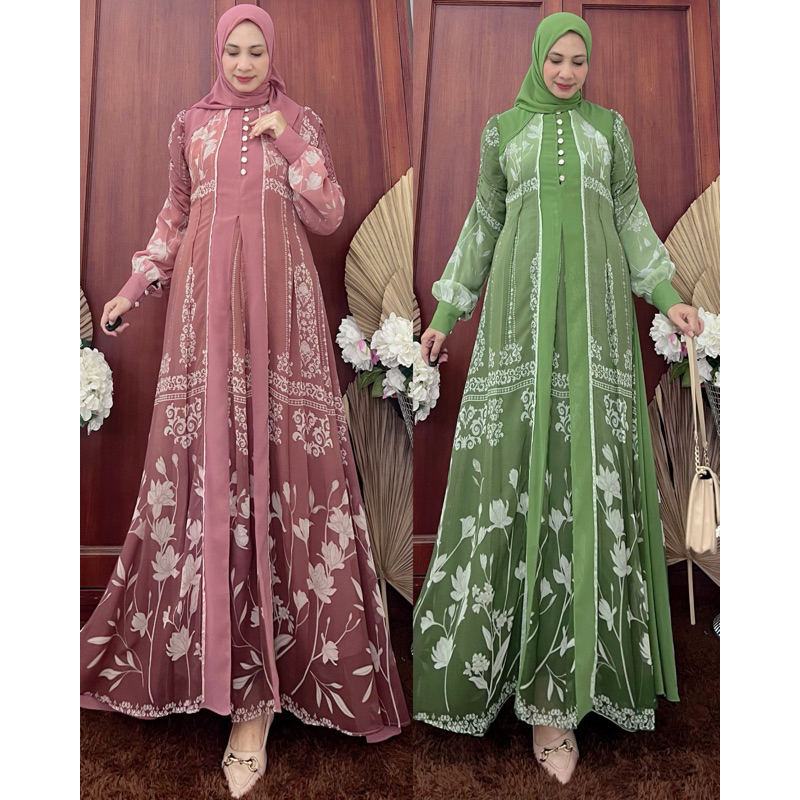[JEMIA] Gamis DaLia Busui Cerruti Printing Set Hijab | Gamis Kondangan Wanita Simple Mewah Premium
