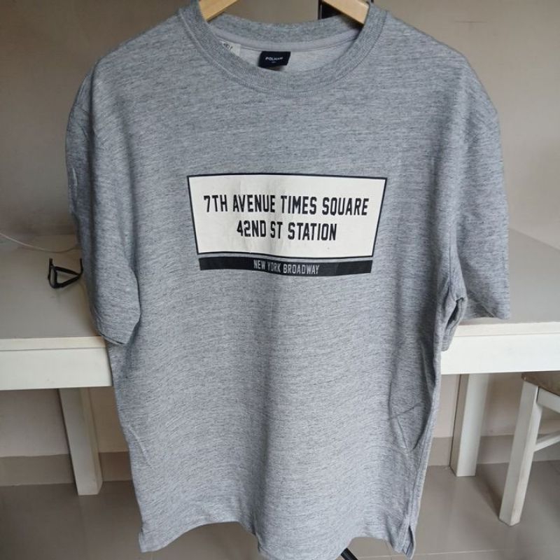 Kaos katun abu super tebal POLHAM second brand Original size XXL LD 120 P74 mulus no minus warna pek