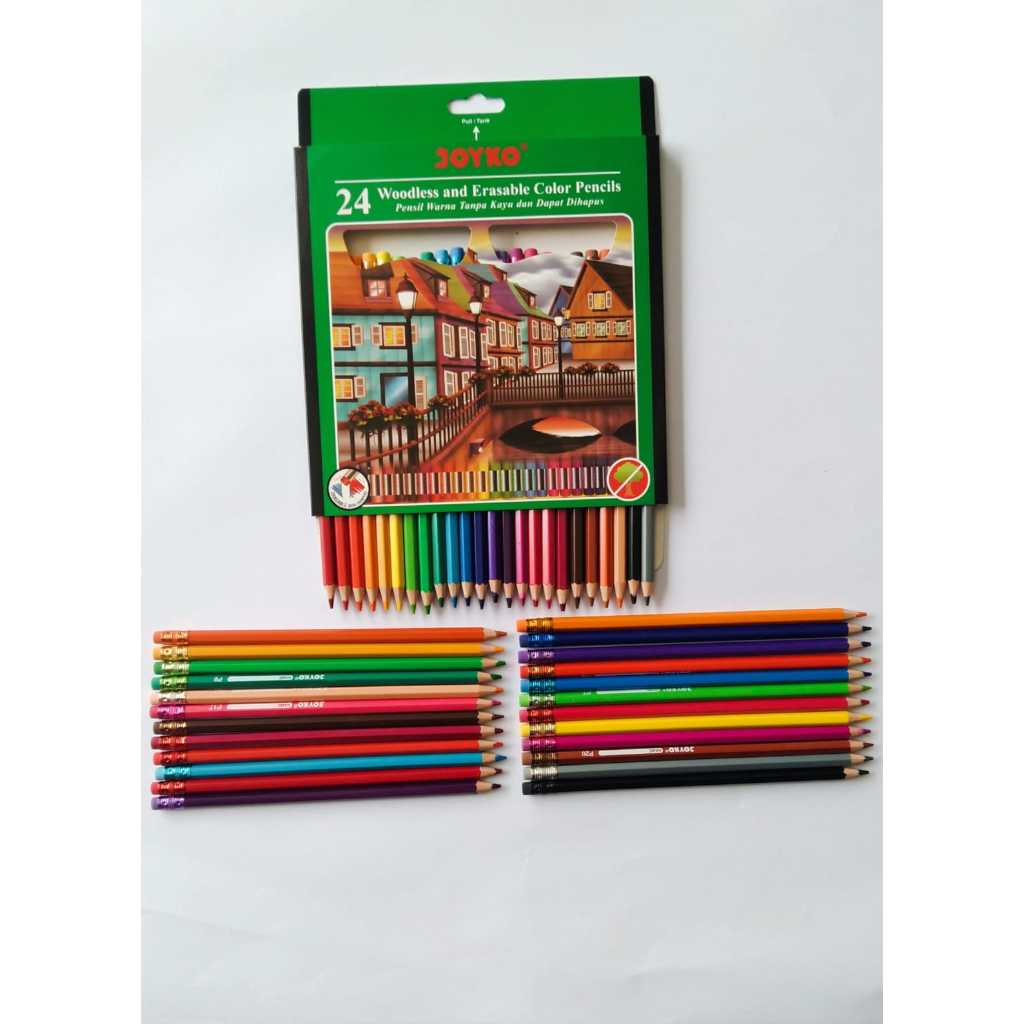 

COLOR PENCILS/PENSIL WARNA HAPUSAN MEREK JOYKO 1 SET ISI 24 WARNA