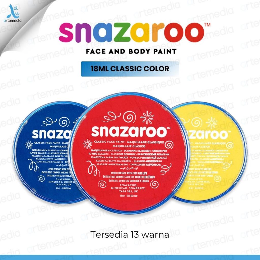 Snazaroo Face and Body Paint Classic Color 18ml Face Painting Water Based Non Toxic Cat Wajah &