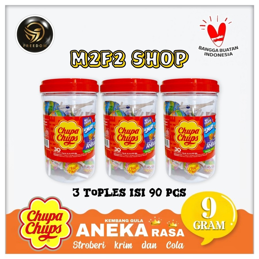 

Chupa Chups Permen Lollipops Jar | Toples isi 30 - 9 gr (Kemasan 3 Toples)