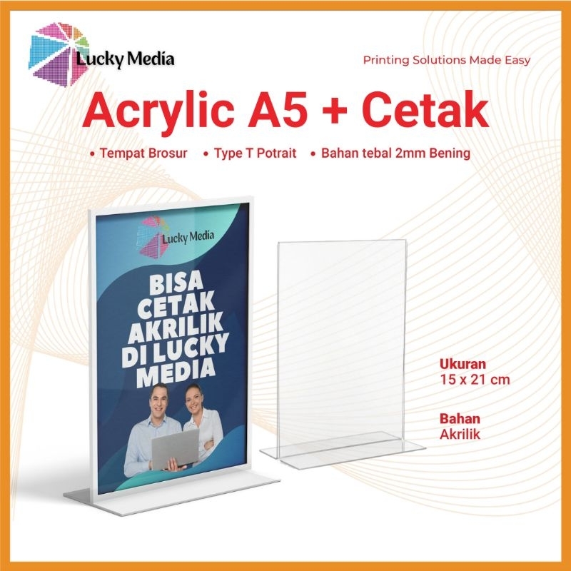 

Akrilik A5 Tempat Brosur + Cetak QRIS / Acrylic Holder Display Cetak Custom 2 Sisi Stand T Potrait