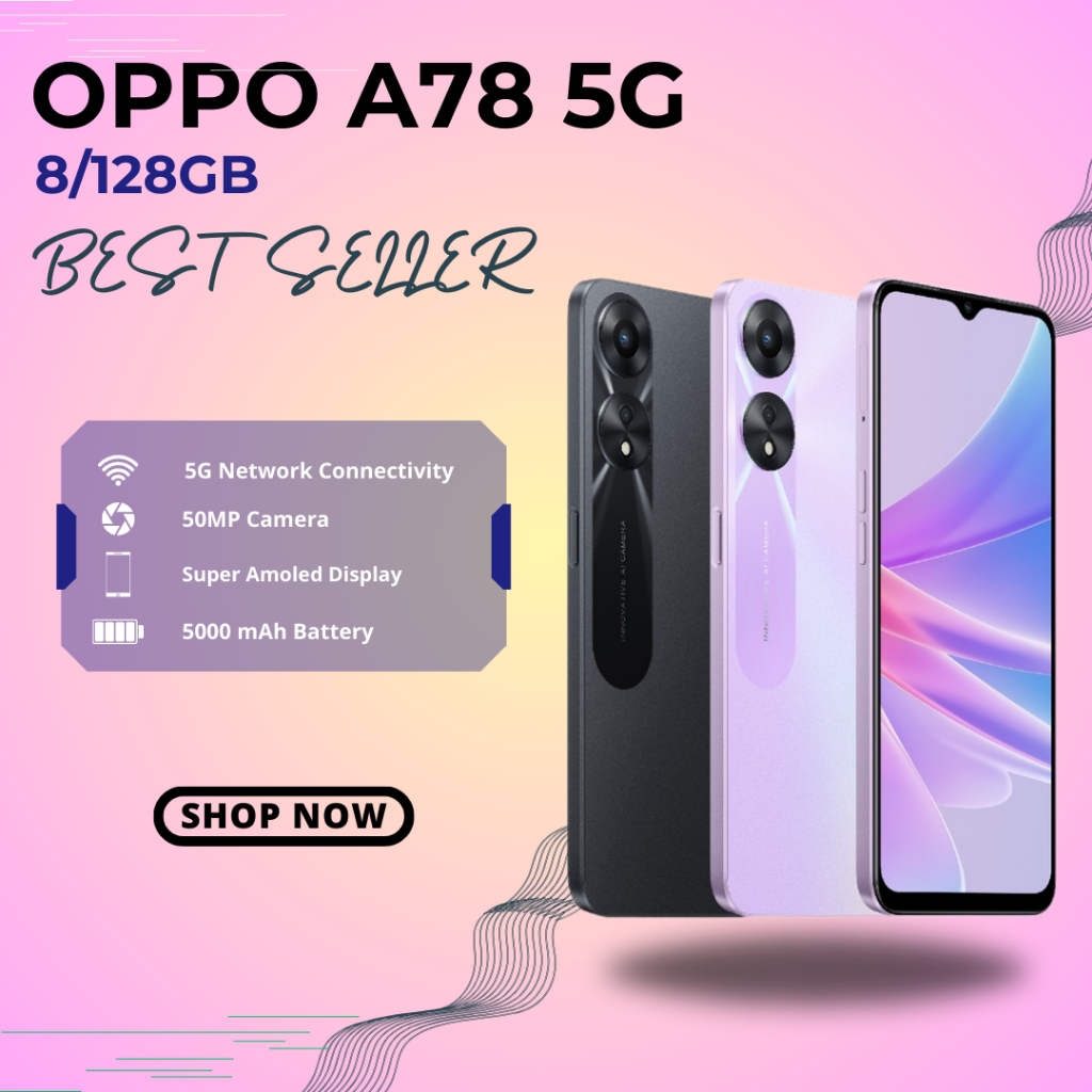 OPPO A78 5G 8GB/128GB [33W SUPERVOOC+5000mAh Battery, RAM 8GB+8GB, OPPO Glow Design]