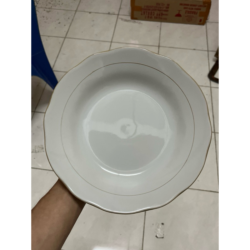 Piring Makan/ Piring Sango 9 Inch Ulir Lis2emas Merk Sunbird