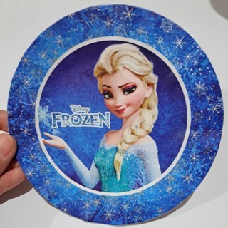 Piring kertas /  kue ulang tahun paper plate alas tart frozen princess elsa biru blue happy birthday