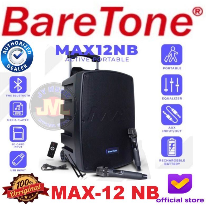 Baretone MAX-12NB Original 12 inch MAX12NB BARETONE Speaker Portable Wireless