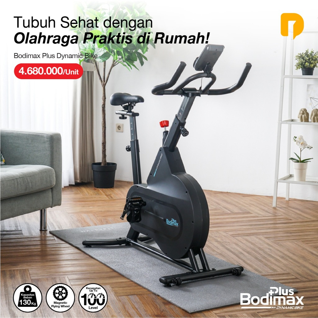 Bodimax Dynamic Bike Plus - Sepeda Statis Magnetik Dark Grey 1067x542x1213mm