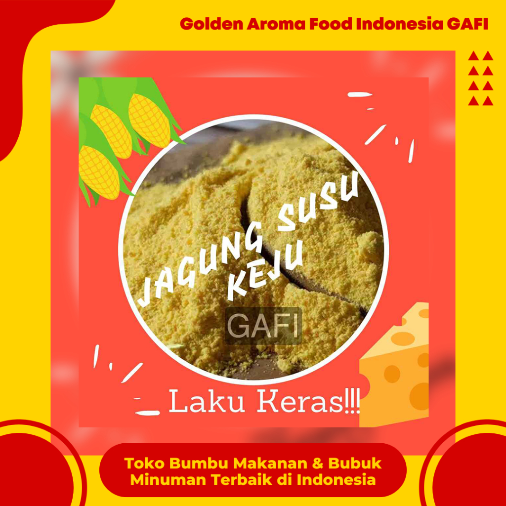 

GAFI Food Bumbu Tabur Rasa Jagung Susu Keju 1 kg Enak Murah Lezat Gurih, Milky Cheese Corn Flavor Seasoning Powder 1kg