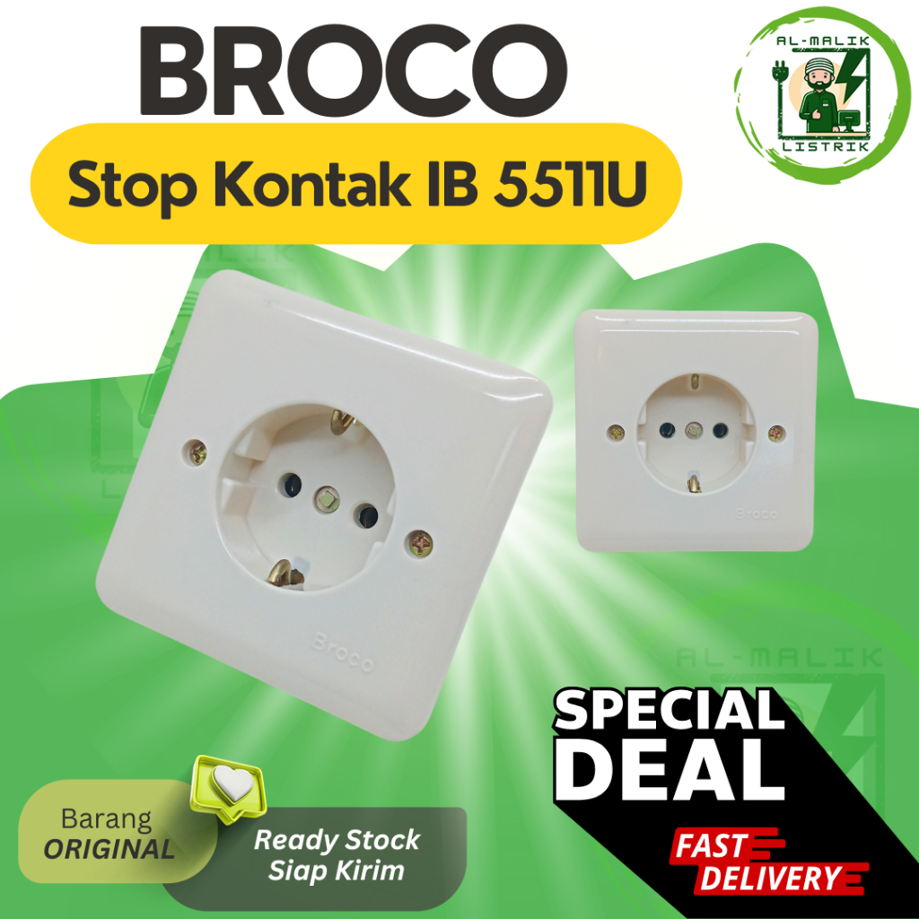 Srop Kontak IB BROCO 5511U - Stop Kontak Inbow IB Stop Broco Warna Cream - Stop Kontak Broco Tanam