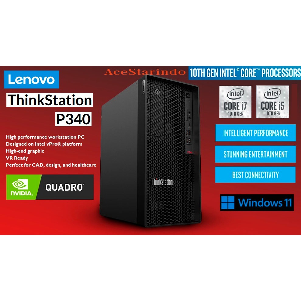 PC Server Workstation LENOVO P340 - VGA 4GB-  Core I5 10400 I5 10500 (Gen10)