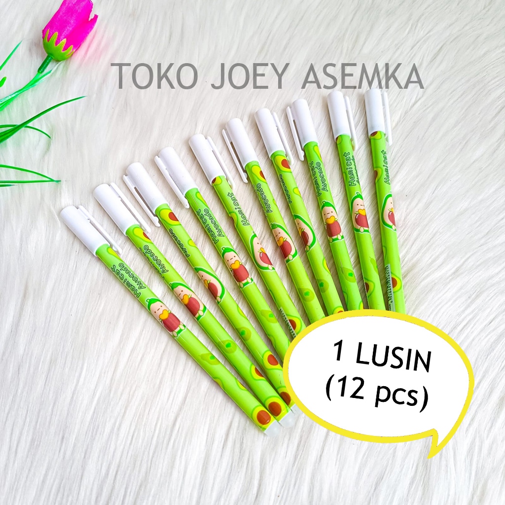 

(12 PCS) PULPEN BISA DIHAPUS MOTIF ALPUKAT PEN ERASEABLE PENA BOLPEN AVOCADO