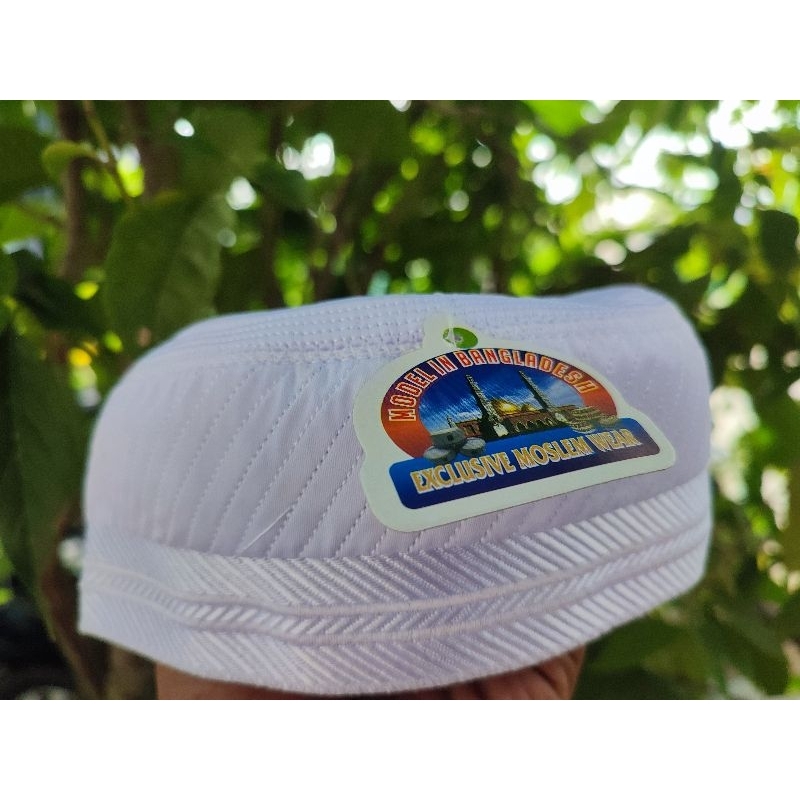 songkok putih madinah bugis bordir timbul