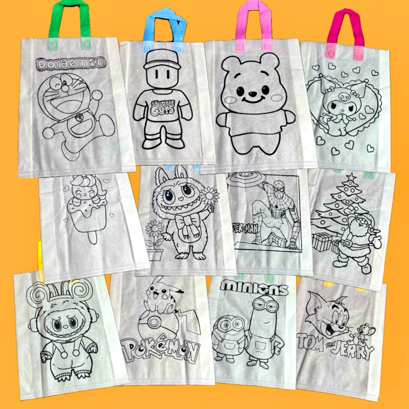 

Tas Spunbound Mewarnai 70 GSM Tote bag canva mewarnai cat air akrilik tas paper bag goodie bag tas mewarnai cat tas totebag anak ecobonekaindo