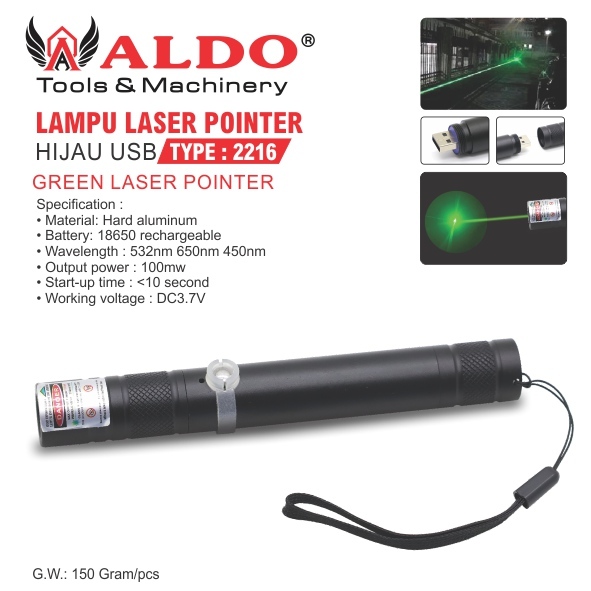 LAMPU LASER POINTER HIJAU 2216 / LASER POINTER PERSENTASI / LAMPU LASER HIJAU JARAK JAUH / STICK LAS