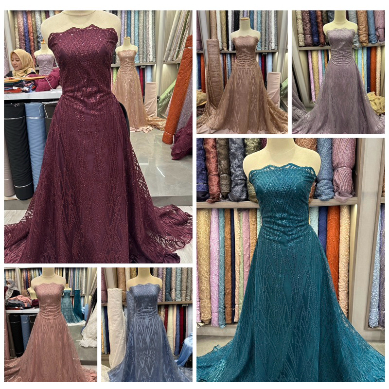 Kain tile brokat payet bordir Jolie / kebaya tunik gamis