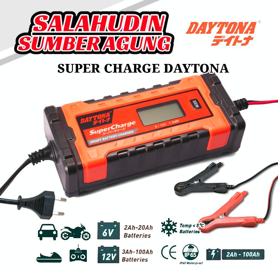 DAYTONA Smart Charger Cas Baterai Aki 6V/12V , 1 AH ,11 Steps 100 AH Motor Mobil 3944