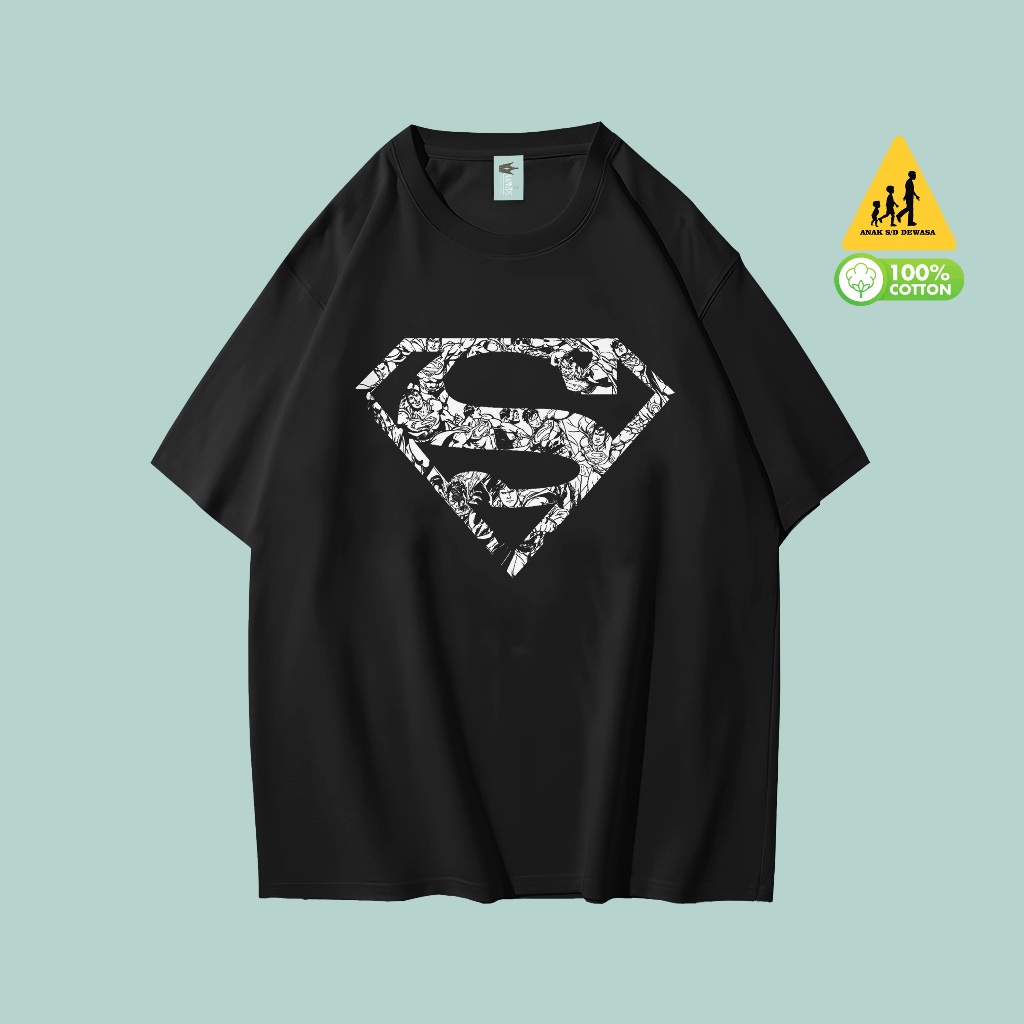 kaos superman logo graphic kaos anak dan dewasa superman