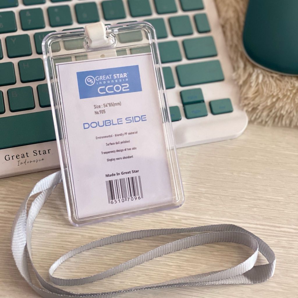 

GREAT STAR TRANSPARANT ID CARD CCO2 HOLDER NEW + TALI PULLER 1CM GREAT STAR